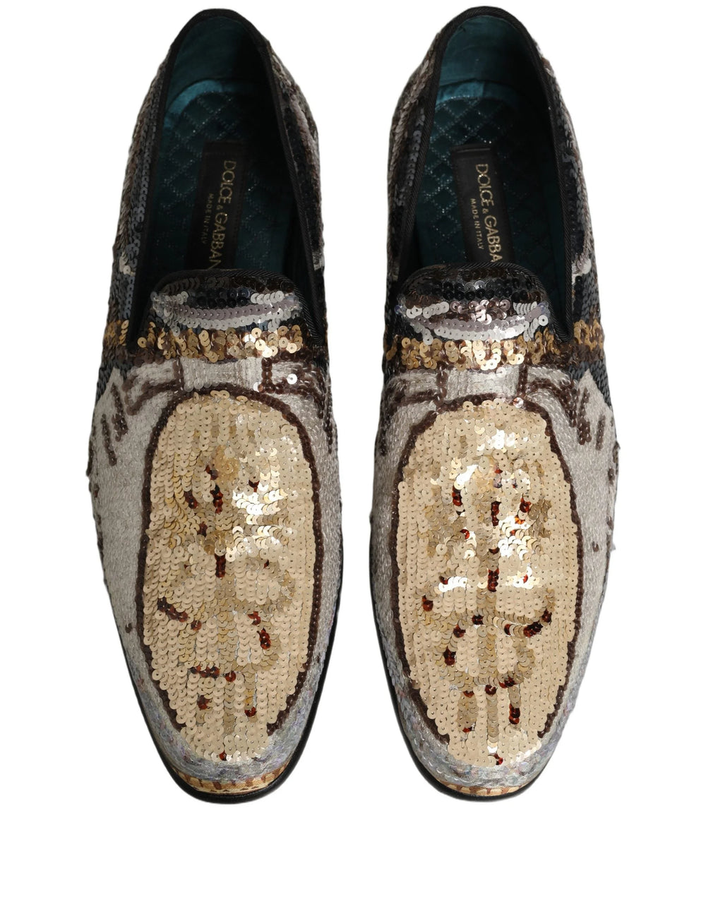 Loafers Dolce & Gabbana, wielokolorowy haft i cekiny, rozmiar EU43/US10