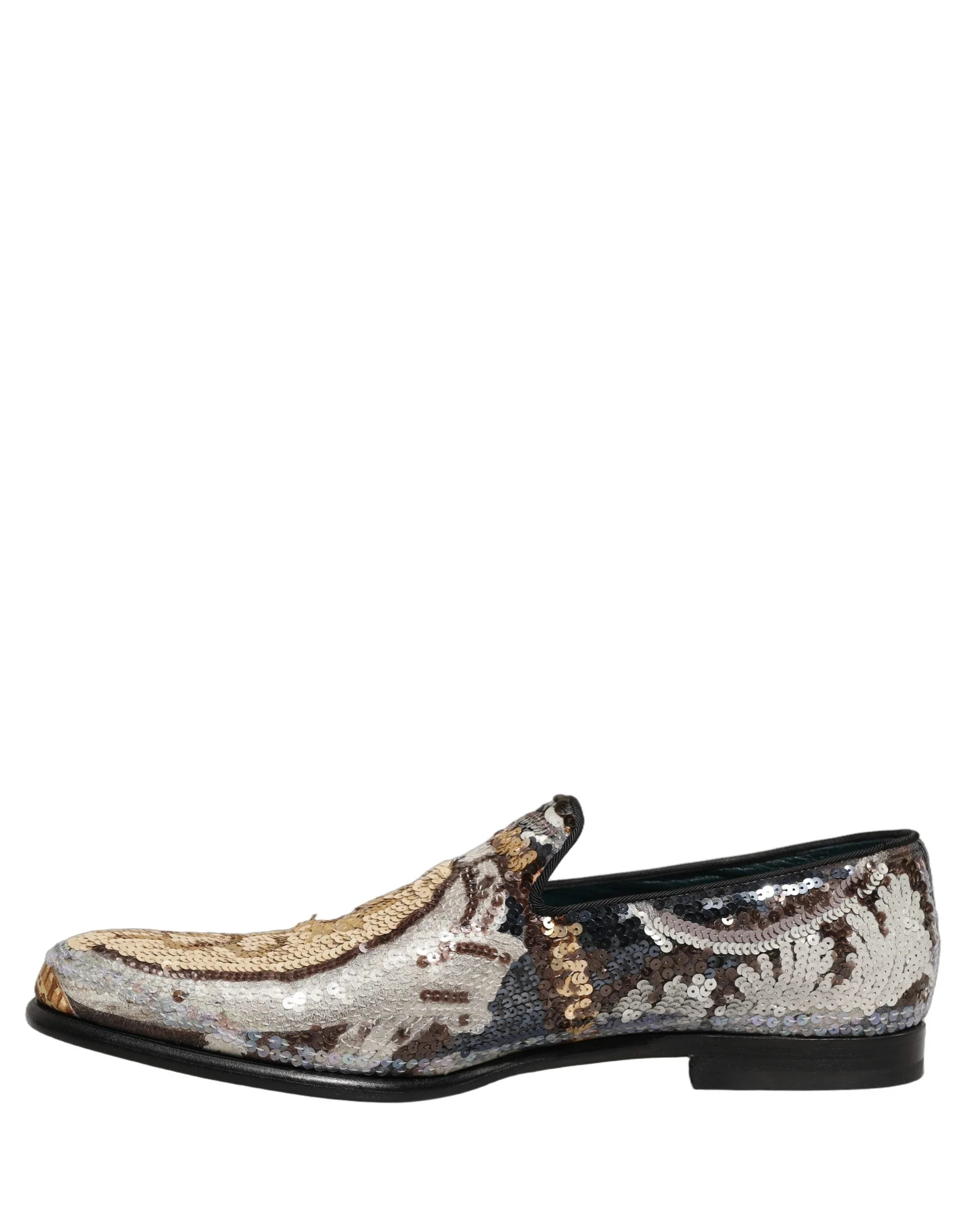 Loafers Dolce & Gabbana, wielokolorowy haft i cekiny, rozmiar EU43/US10