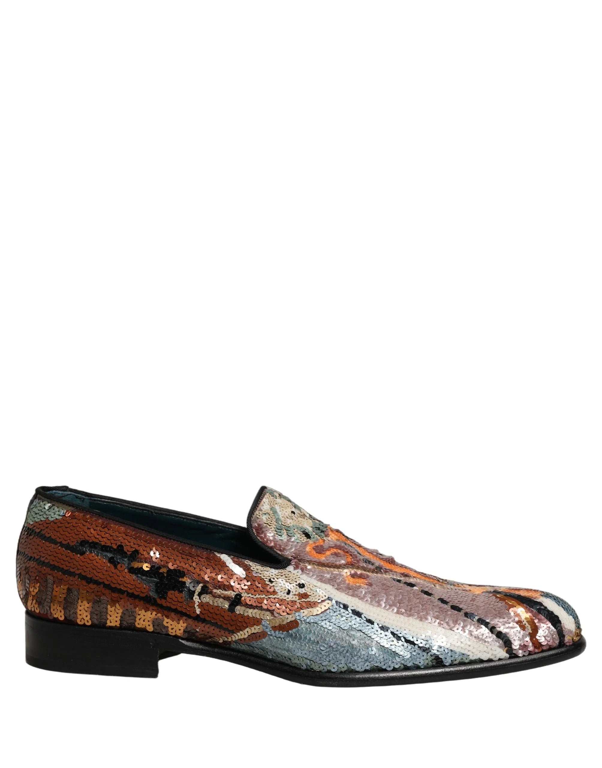 Dolce & Gabbana Multicolor Embroidered Sequin Loafers Shoes - EU43/US10