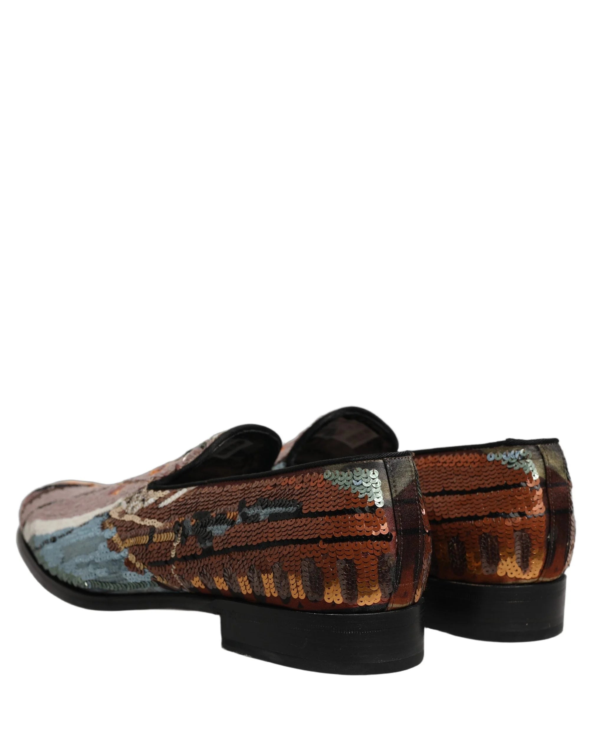 Dolce & Gabbana Multicolor Embroidered Sequin Loafers Shoes - EU43/US10