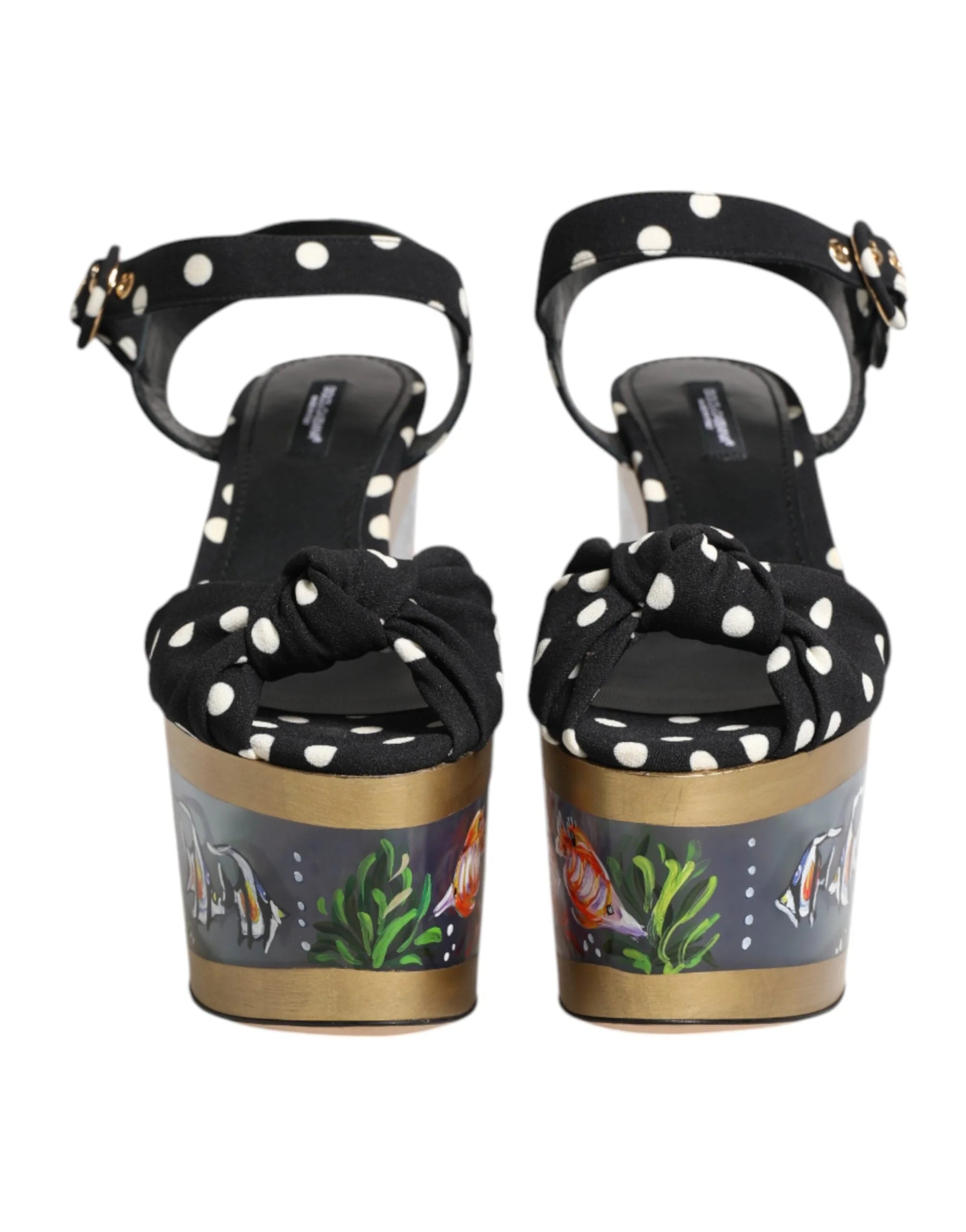 Dolce & Gabbana Multicolor Fish Polka Dot Wedge Sandals Shoes - EU37/US6.5
