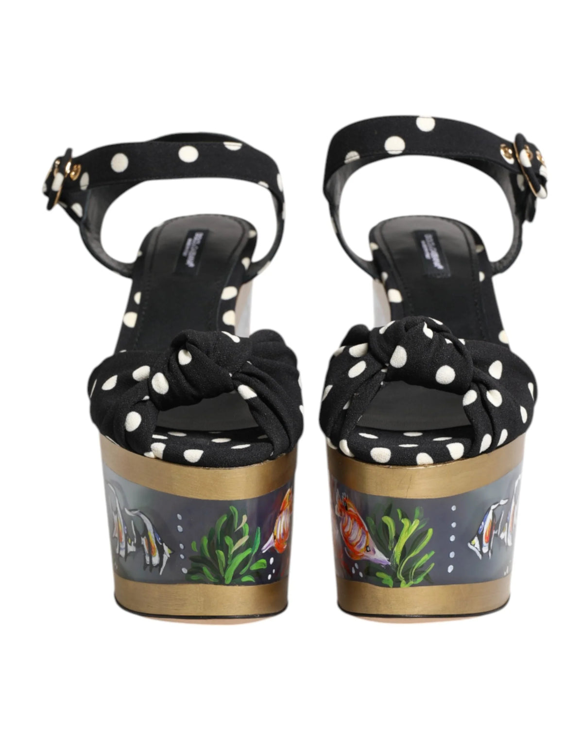 Dolce & Gabbana Multicolor Fish Polka Dot Wedge Sandals Shoes - EU37/US6.5