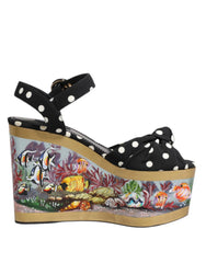 Dolce & Gabbana Multicolor Fish Polka Dot Wedge Sandals Shoes - EU37/US6.5 - Sandals