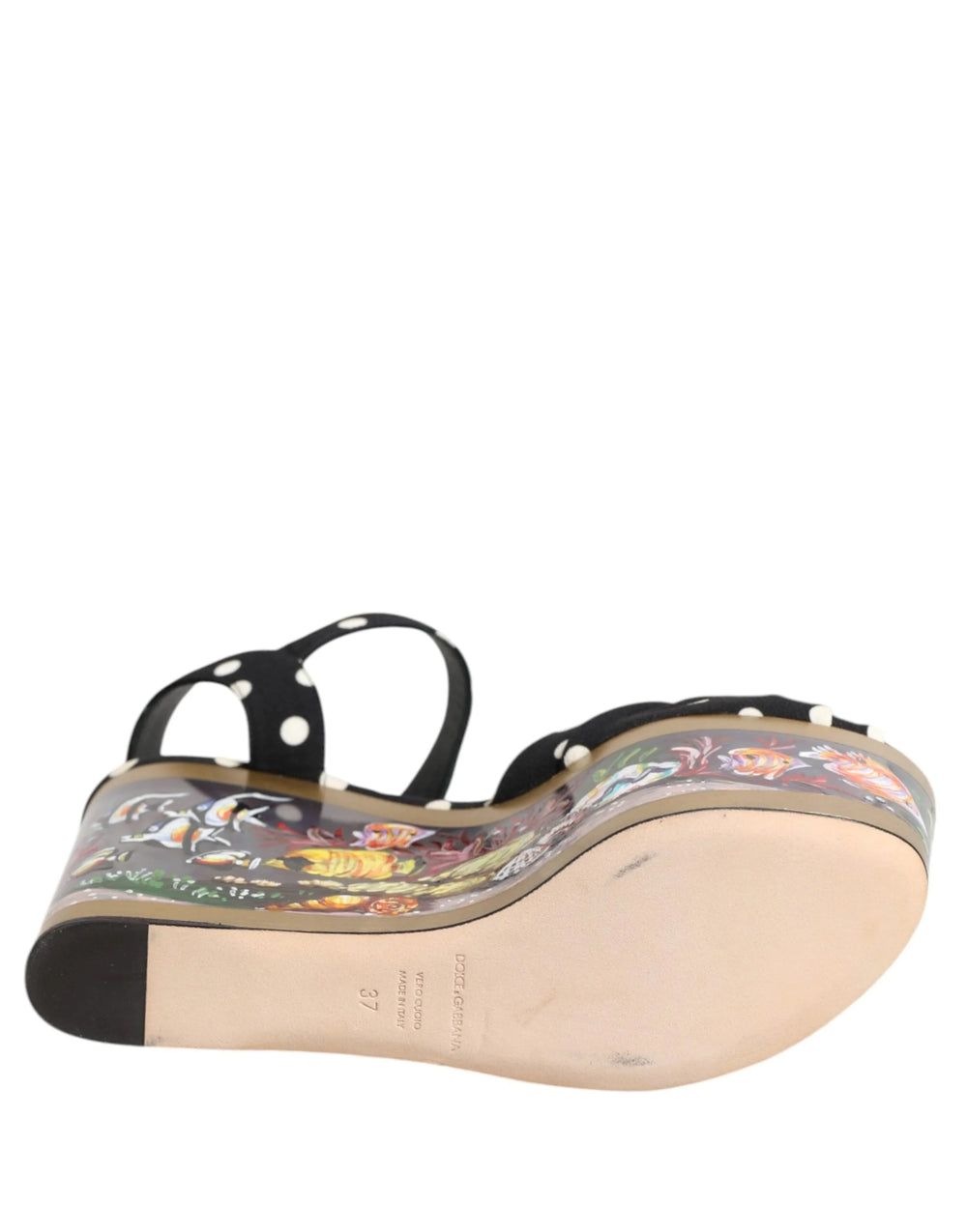 Dolce & Gabbana Multicolor Fish Polka Dot Wedge Sandals Shoes - EU37/US6.5