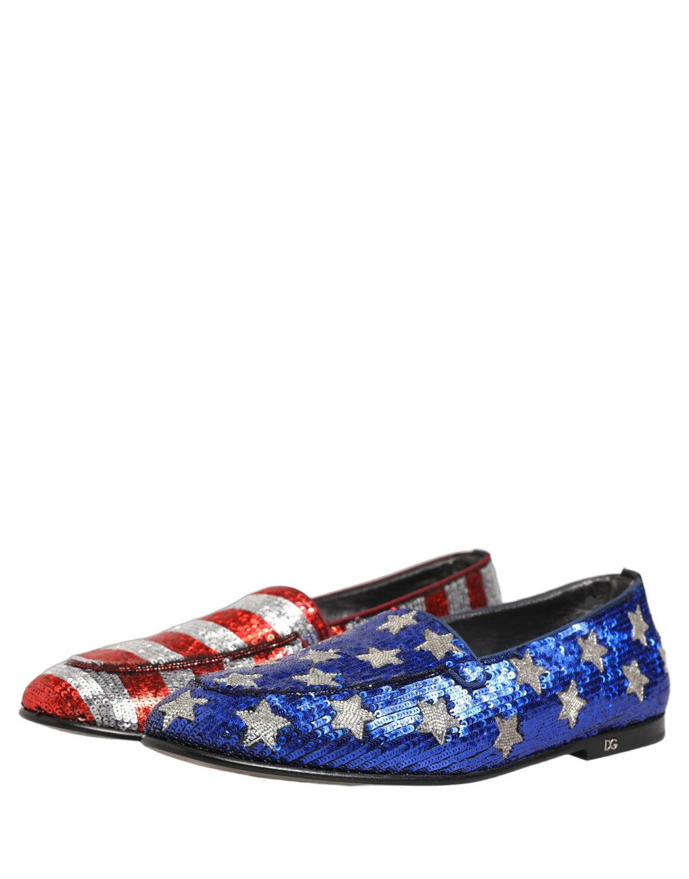 Dolce & Gabbana Multicolor Flag Sequin Dress Loafers Shoes - EU43/US10