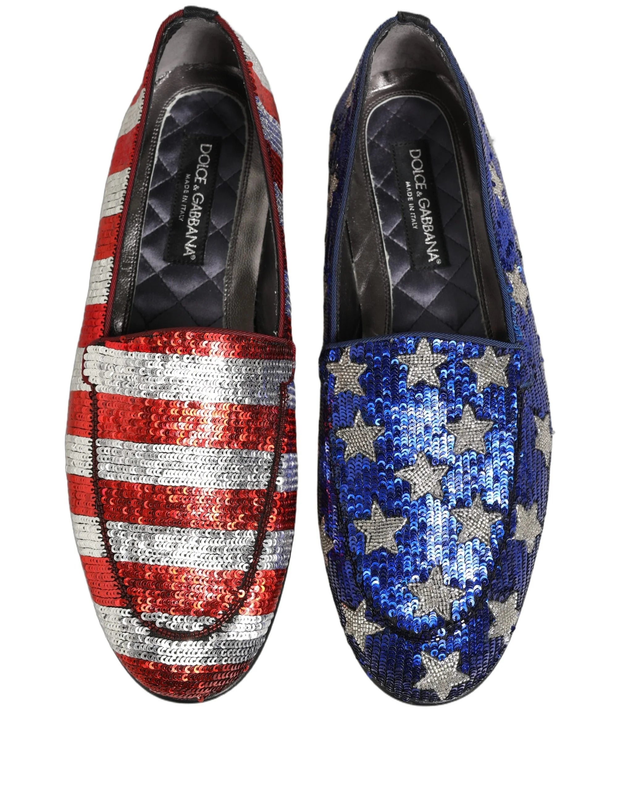 Dolce & Gabbana Multicolor Flag Sequin Dress Loafers Shoes - EU43/US10