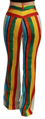 Dolce & Gabbana Multicolor Flared Riga Pittorica Pants - IT40|S - Trousers