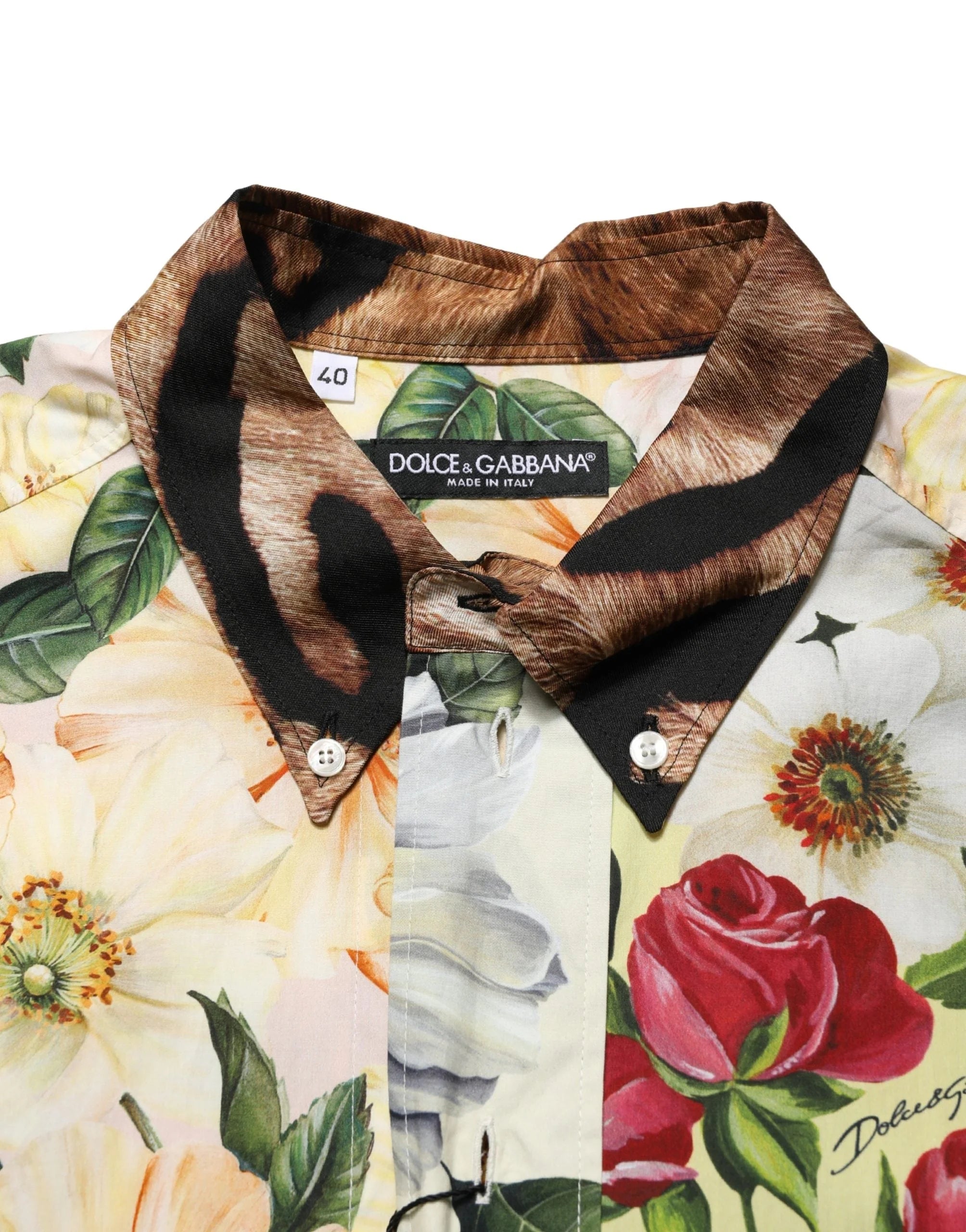 Dolce & Gabbana Camisa con Cuello Estampada Floral Multicolor y Animal