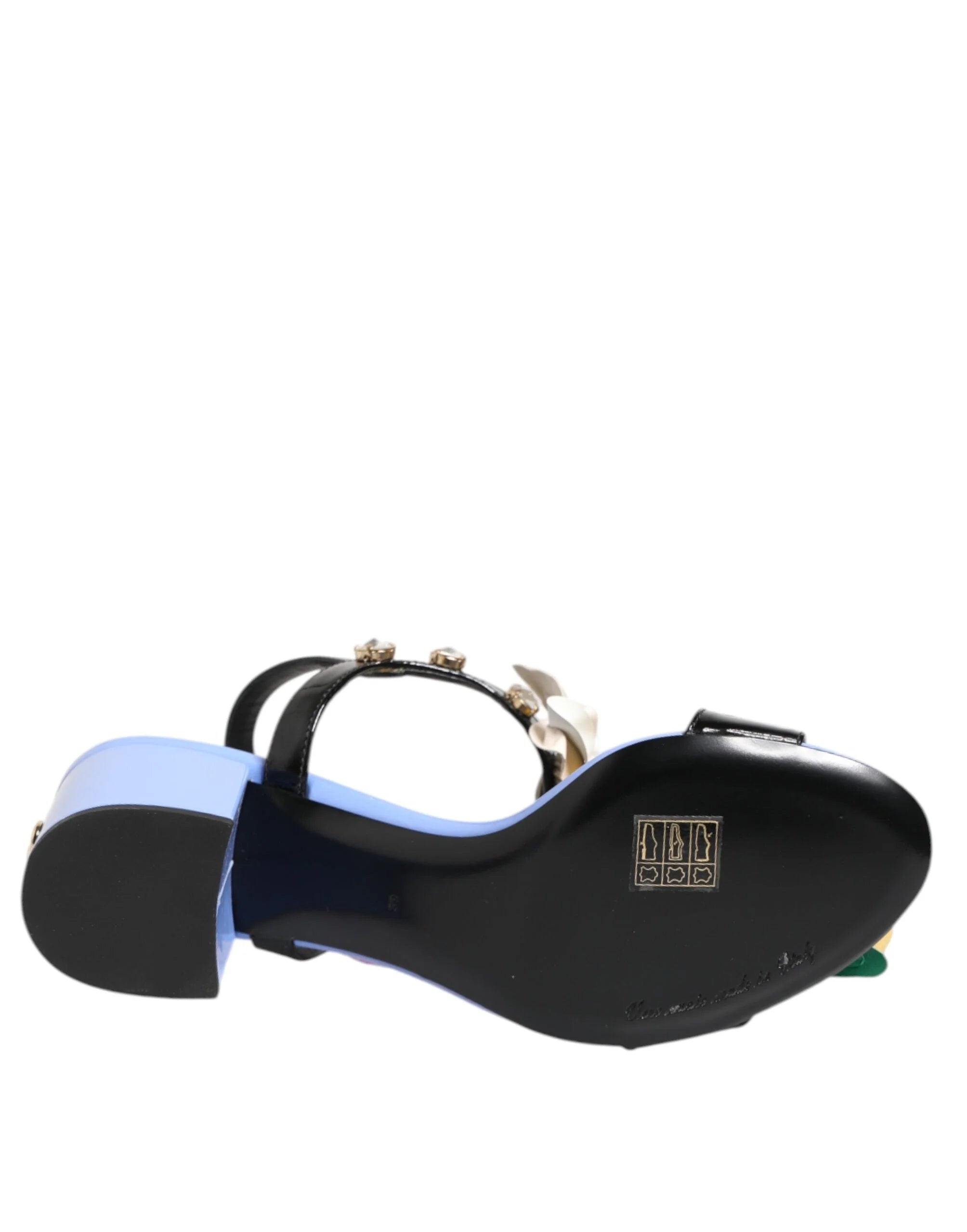 Dolce & Gabbana Multicolor Floral Appliqué Crystal Sandal Shoes - EU37/US6.5 - Sandals