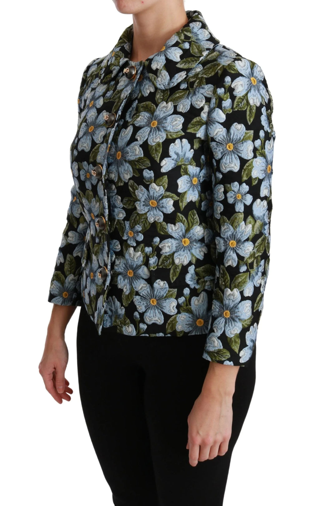 Dolce & Gabbana Multicolor Floral Blazer Coat Polyester Jacket - IT40|S - Sport Jackets