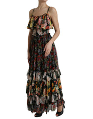 Dolce & Gabbana Multicolor Floral Chiffon Tiered Maxi Dress - IT40|S - Dresses