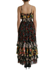 Dolce & Gabbana Multicolor Floral Chiffon Tiered Maxi Dress - IT40|S - Dresses