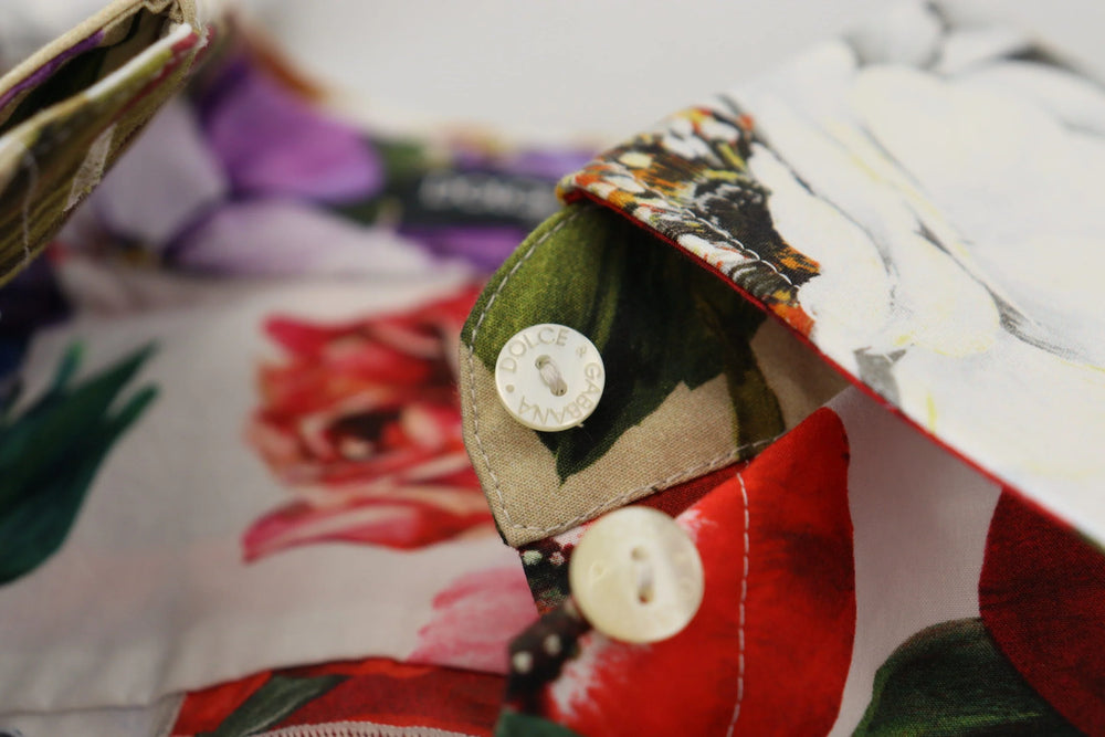 Dolce & Gabbana Multicolor Floral Cotton Collared Blouse Top - IT36|XXS - Blouses