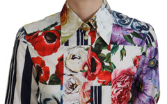 Dolce & Gabbana Multicolor Floral Cotton Collared Blouse Top - IT36|XXS - Blouses