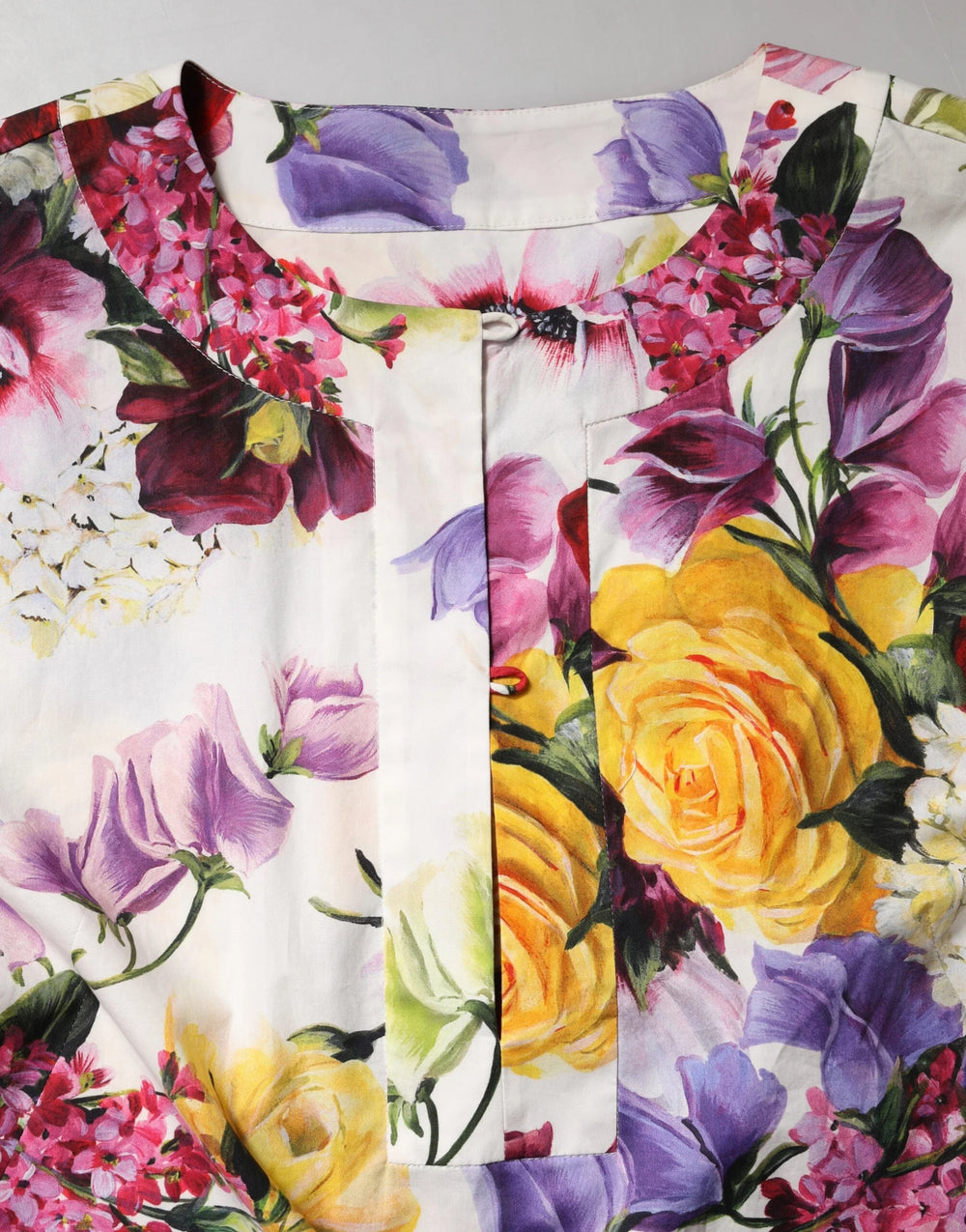 Dolce & Gabbana Multicolor Floral Cotton Longsleeves Midi Dress - IT40|S