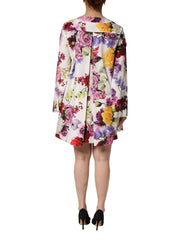 Dolce & Gabbana Multicolor Floral Cotton Longsleeves Midi Dress - IT40|S