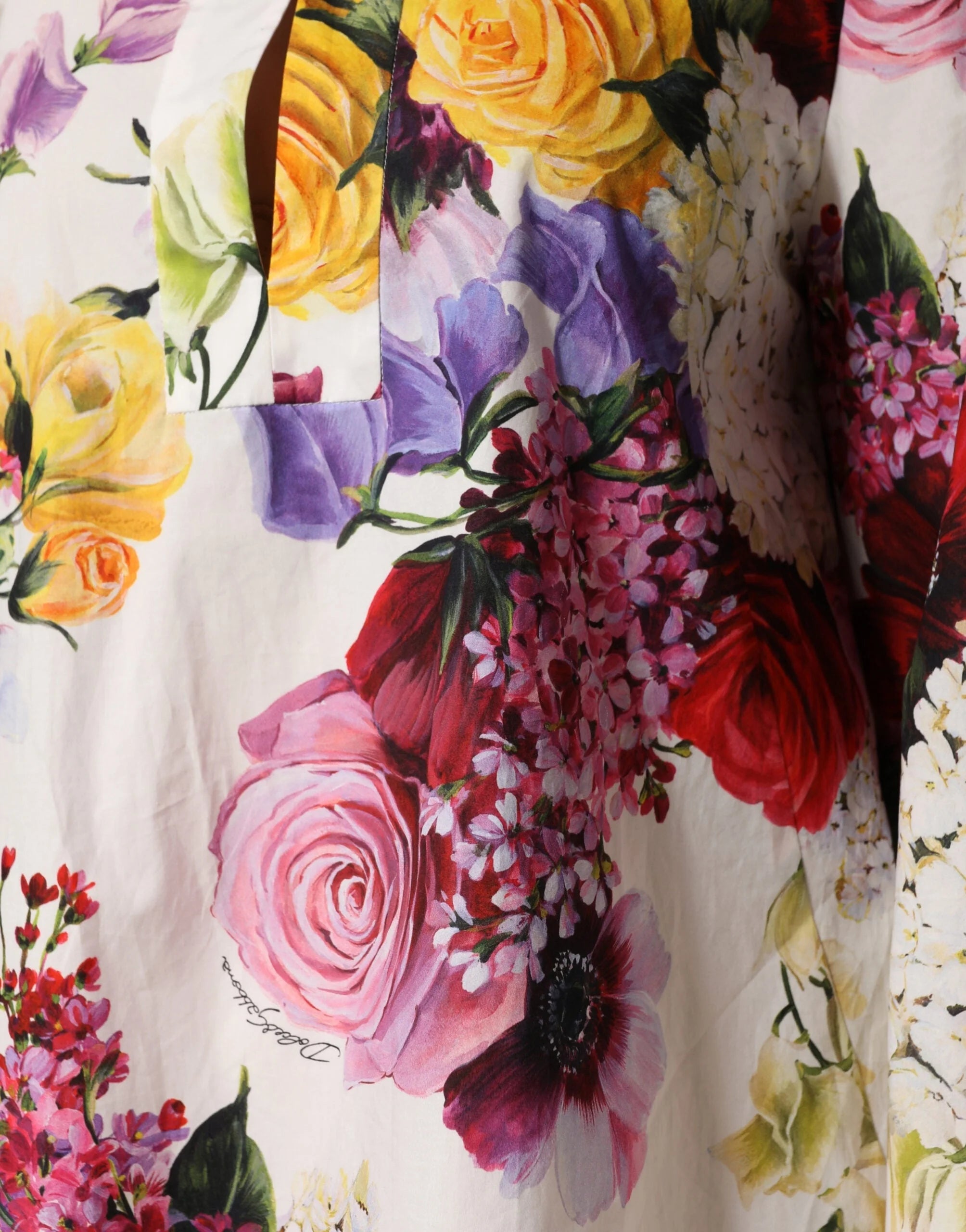 Dolce & Gabbana Multicolor Floral Cotton Longsleeves Midi Dress - IT40|S