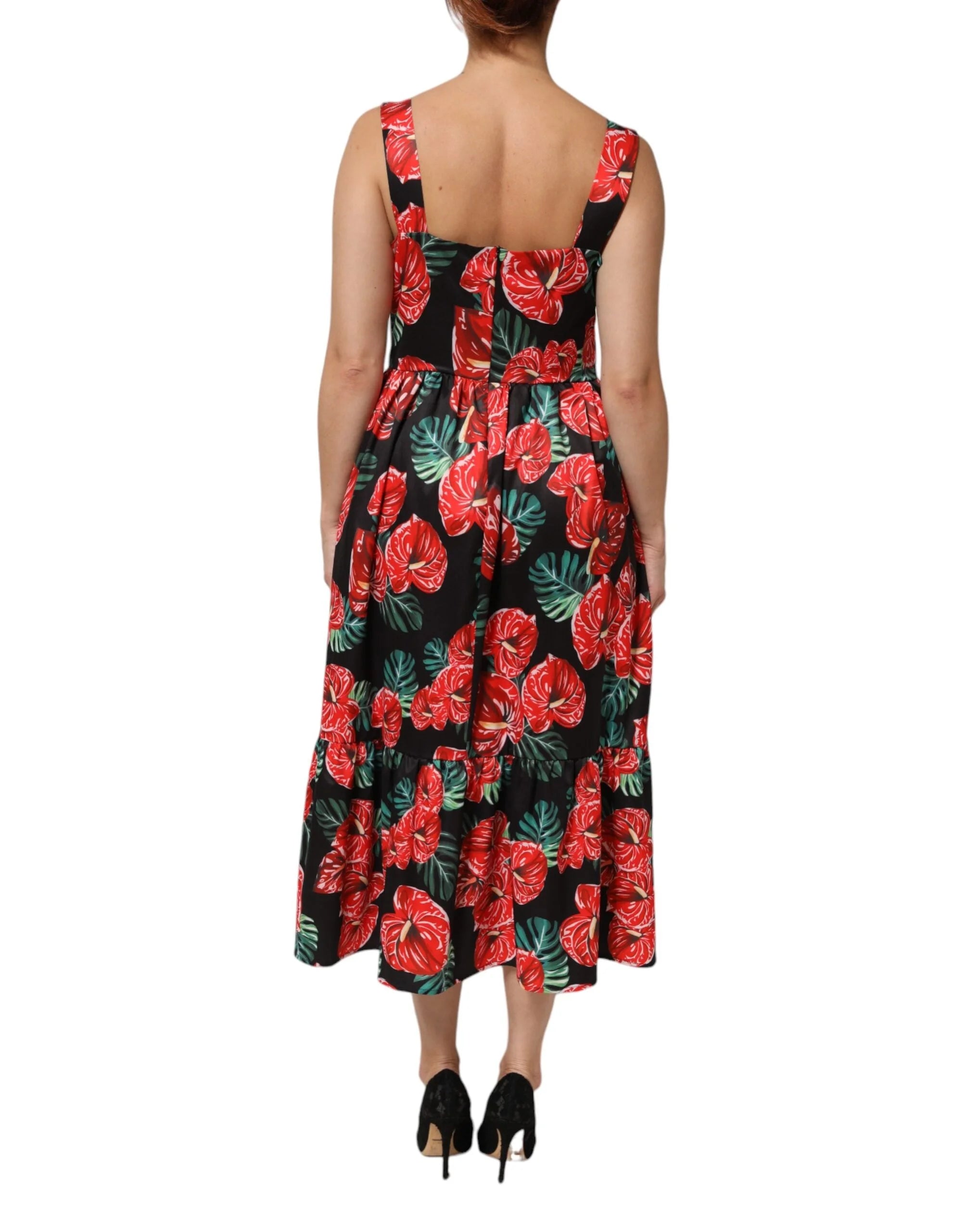 Dolce & Gabbana Multicolor Floral Cotton Poplin Midi Dress - IT44 | L - Dresses