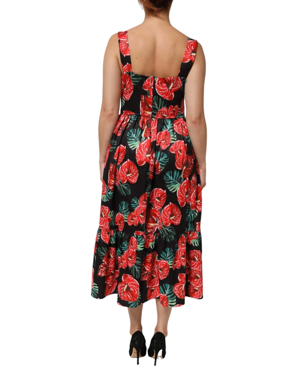 Dolce & Gabbana Multicolor Floral Cotton Poplin Midi Dress - IT44 | L - Dresses