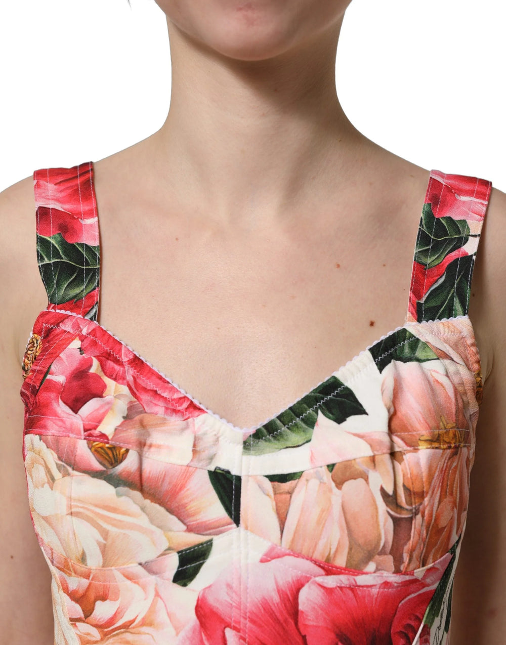 Dolce & Gabbana Top Tip Bustier Cropped Multicolor cu Imprimeu Floral - IT36|XXS