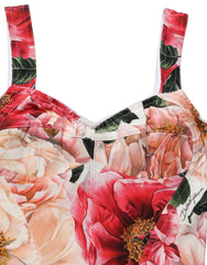 Dolce & Gabbana Top Tip Bustier Cropped Multicolor cu Imprimeu Floral - IT36|XXS