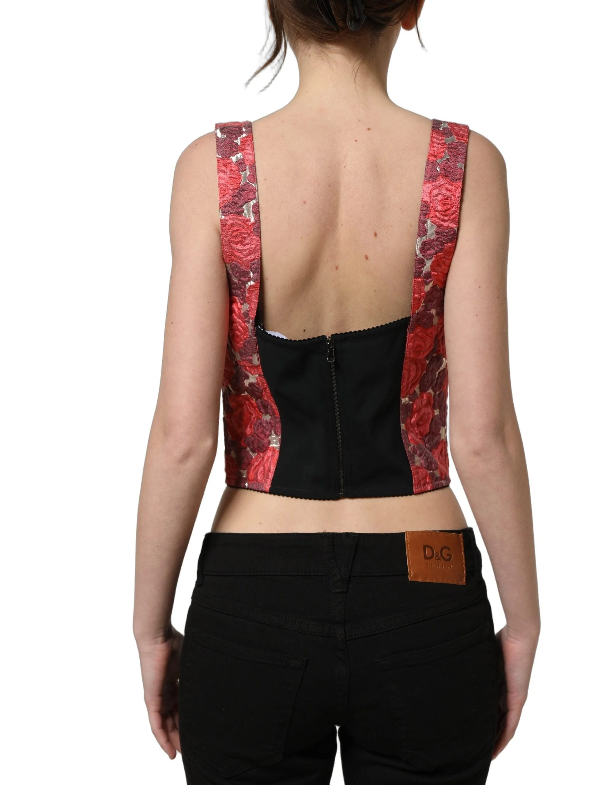 Dolce & Gabbana Multicolor Floral Cropped Bustier Tank Top - IT40|S