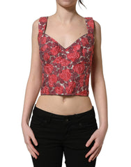 Dolce & Gabbana Multicolor Floral Cropped Bustier Tank Top - IT40|S