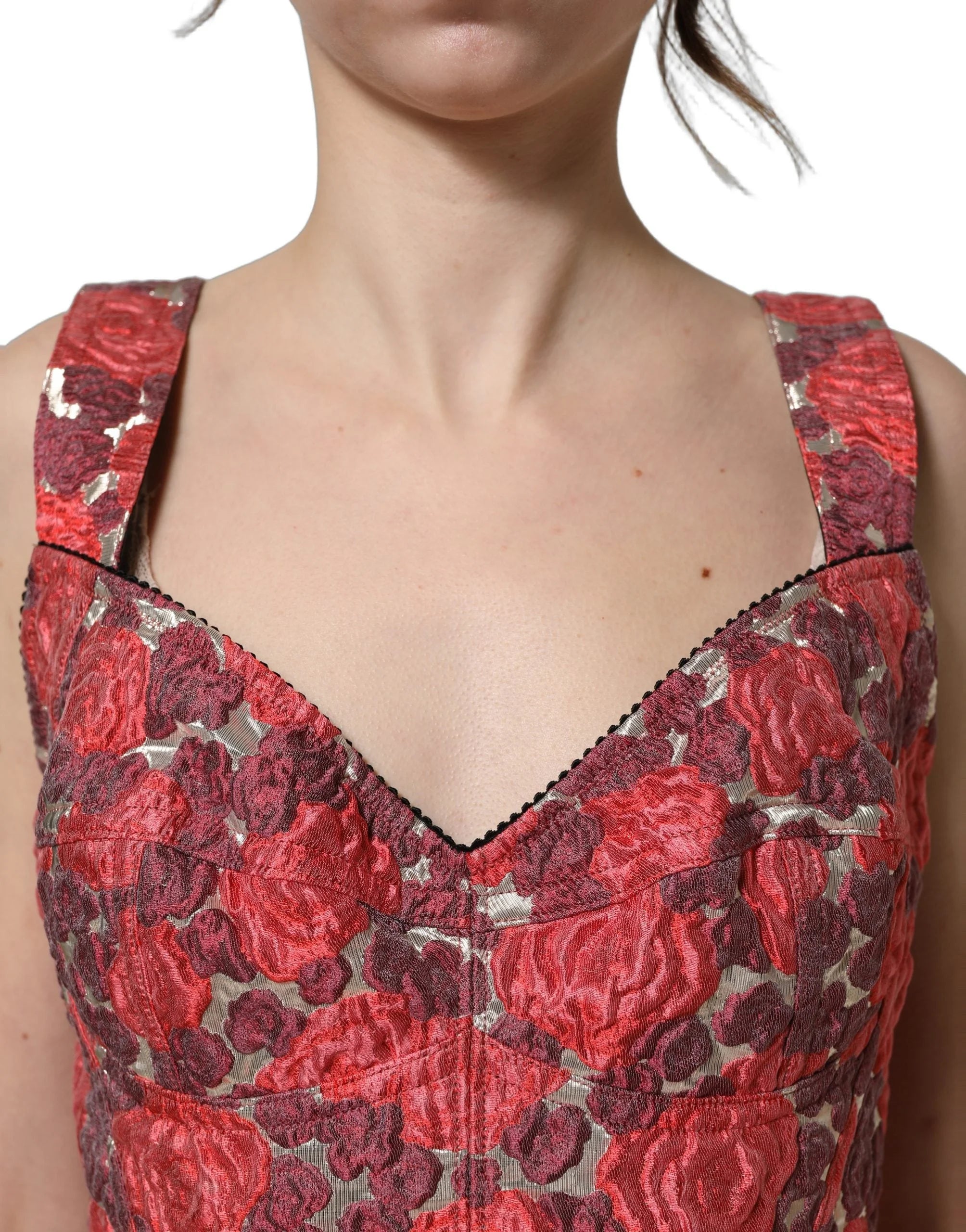 Dolce & Gabbana Multicolor Floral Cropped Bustier Tank Top - IT40|S