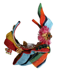 Dolce & Gabbana Multicolor Floral Crystal Embellished Diadem Headband - Headbands