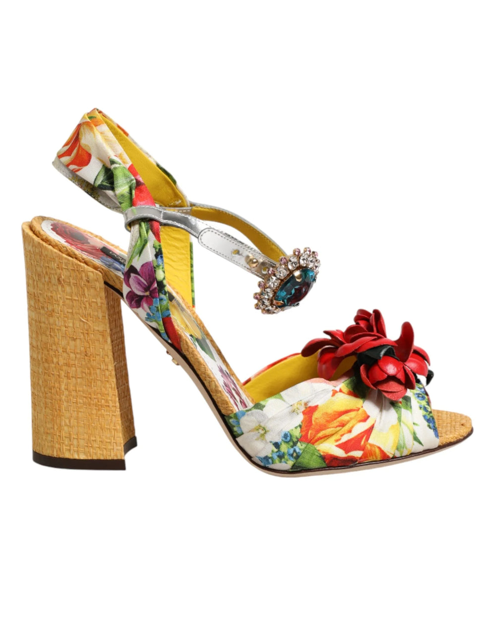 Dolce & Gabbana Multicolor Floral Crystal Embellished Sandals Shoes - Sandals
