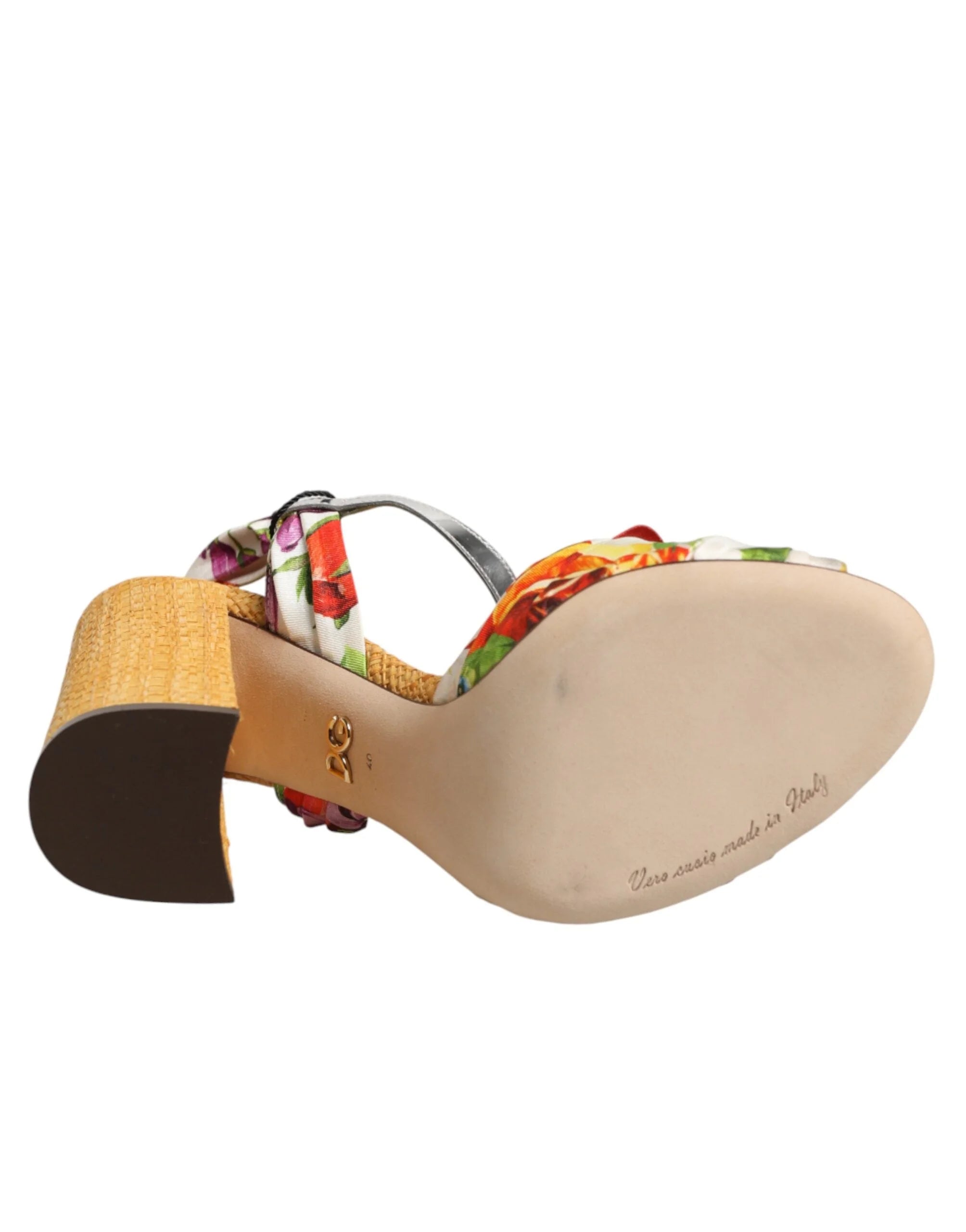 Dolce & Gabbana Multicolor Floral Crystal Embellished Sandals Shoes - Sandals