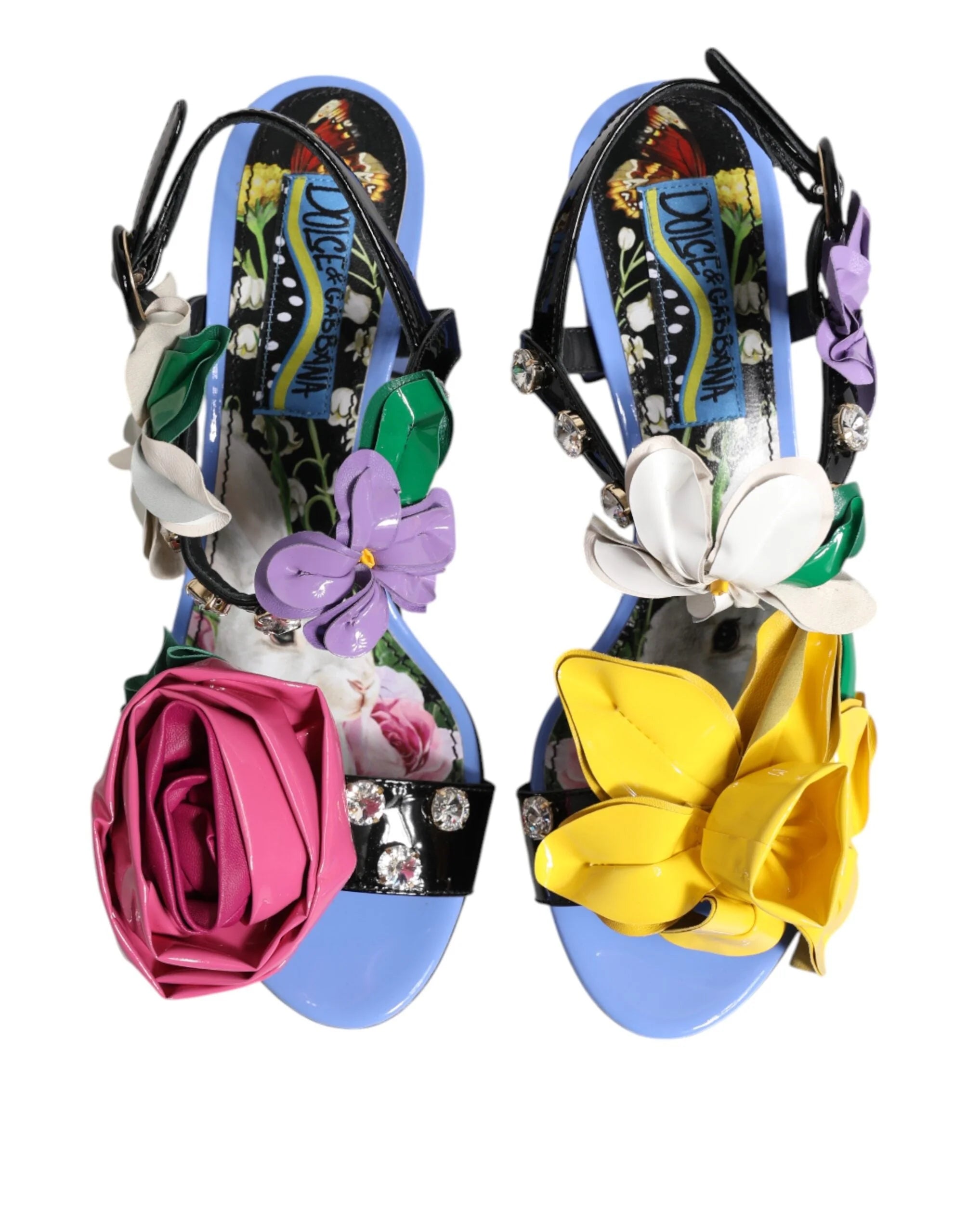Dolce & Gabbana Multicolor Floral Crystal KEIRA Sandals Shoes - EU35.5/US5