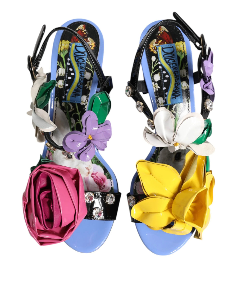 Dolce & Gabbana Multicolor Floral Crystal KEIRA Sandals Shoes - EU35.5/US5