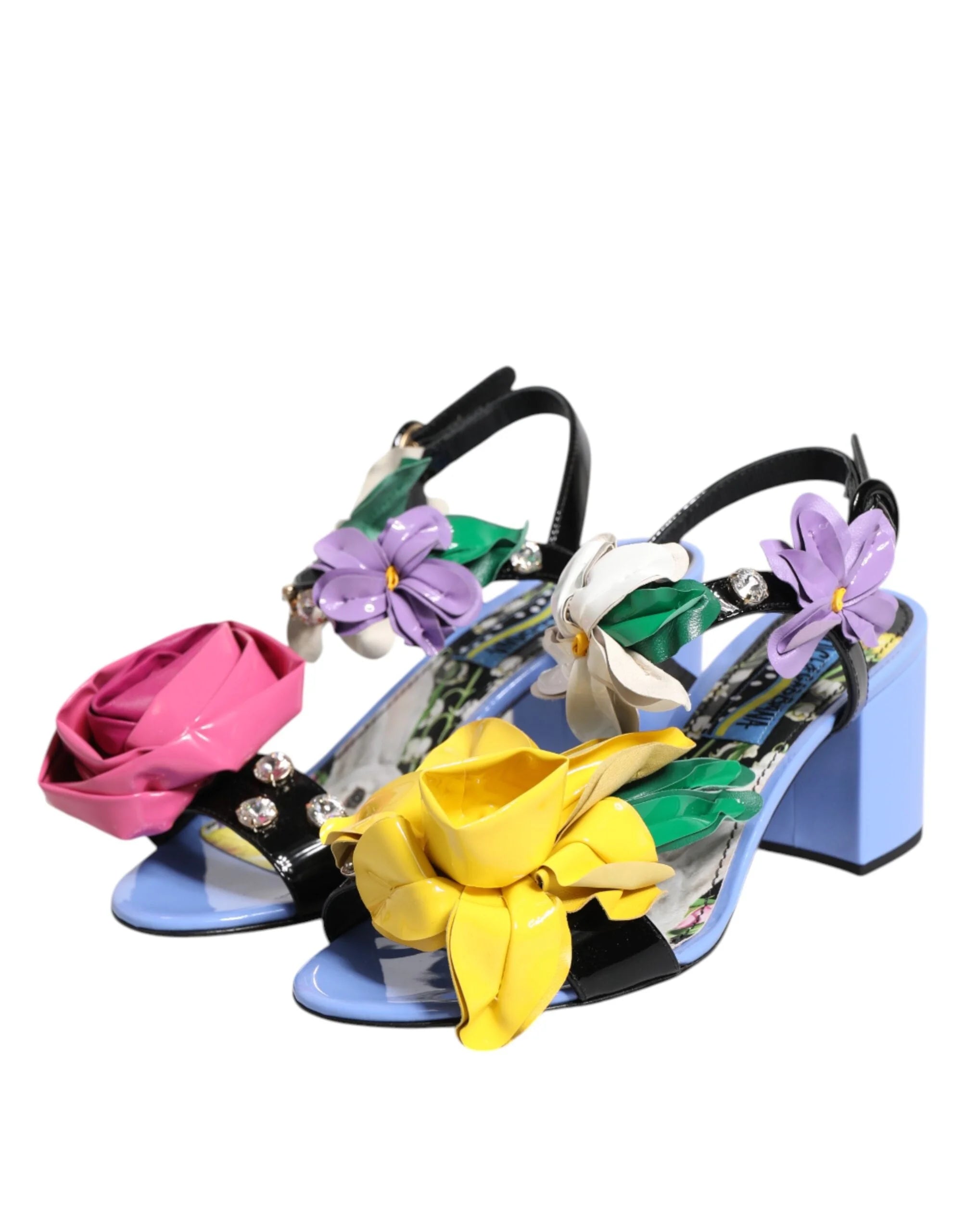 Dolce & Gabbana Multicolor Floral Crystal KEIRA Sandals Shoes - EU35.5/US5