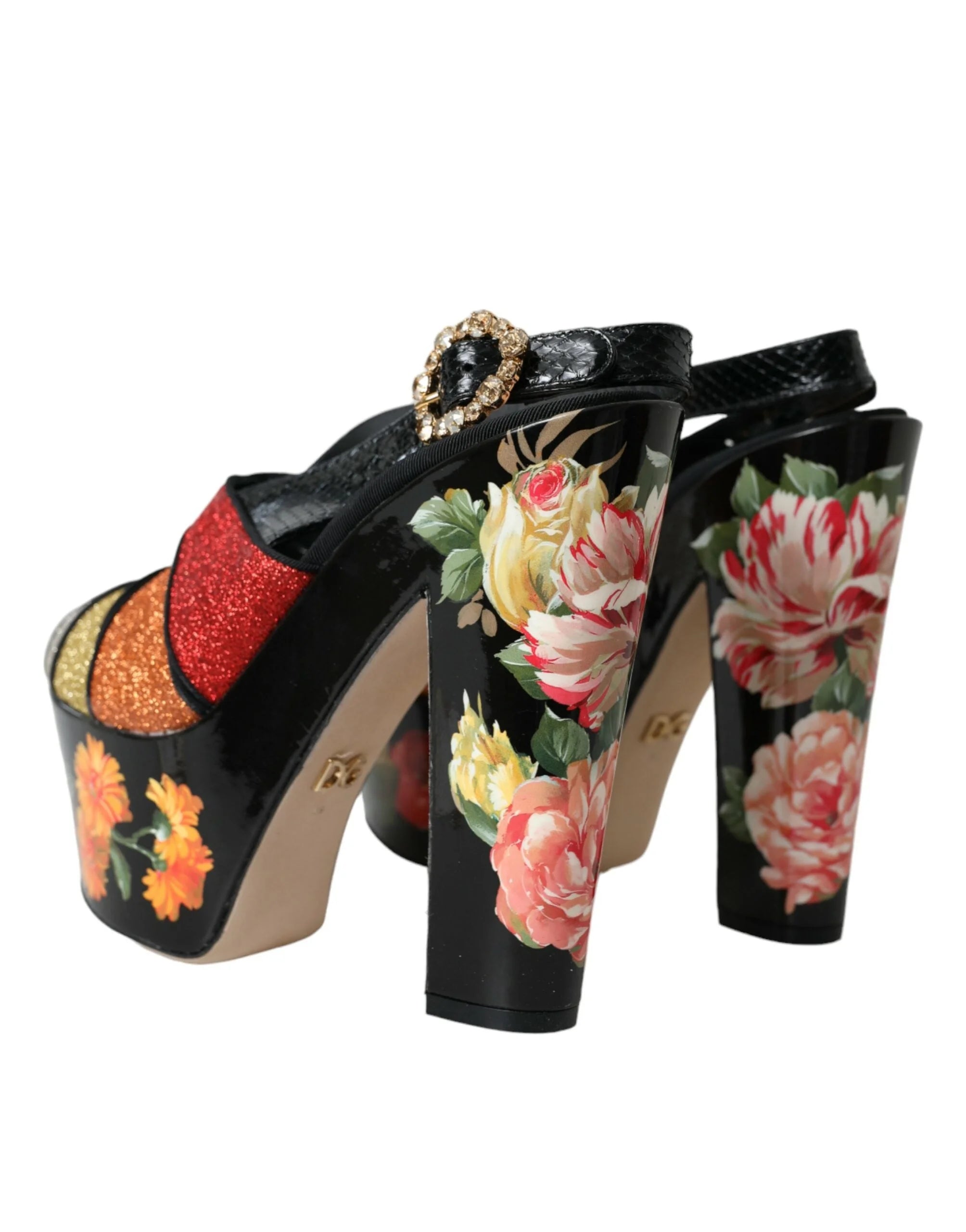 Dolce & Gabbana Multicolor Floral Crystal Platform Sandals Shoes - EU39/US8.5 - Sandals