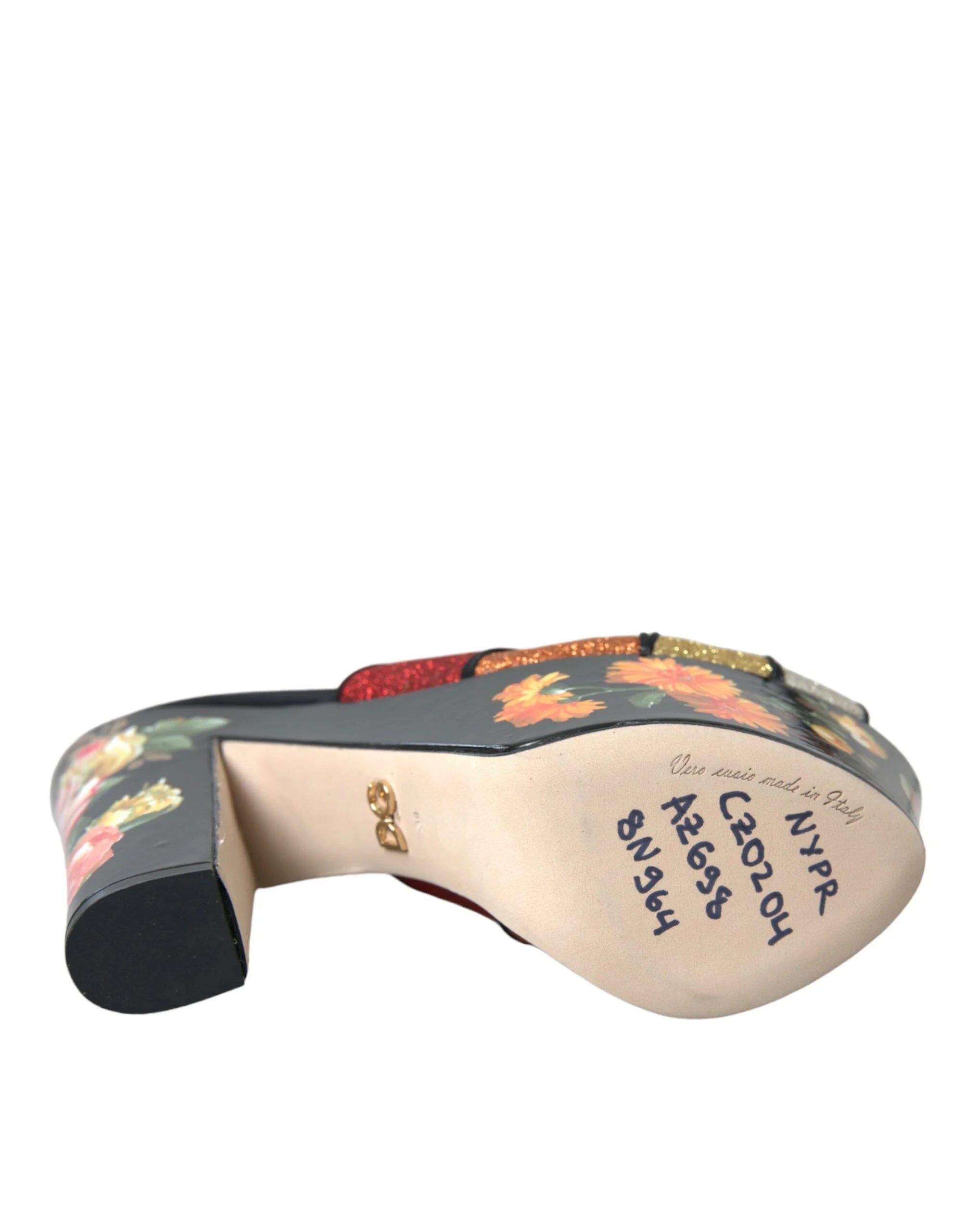 Dolce & Gabbana Multicolor Floral Crystal Platform Sandals Shoes - EU39/US8.5 - Sandals