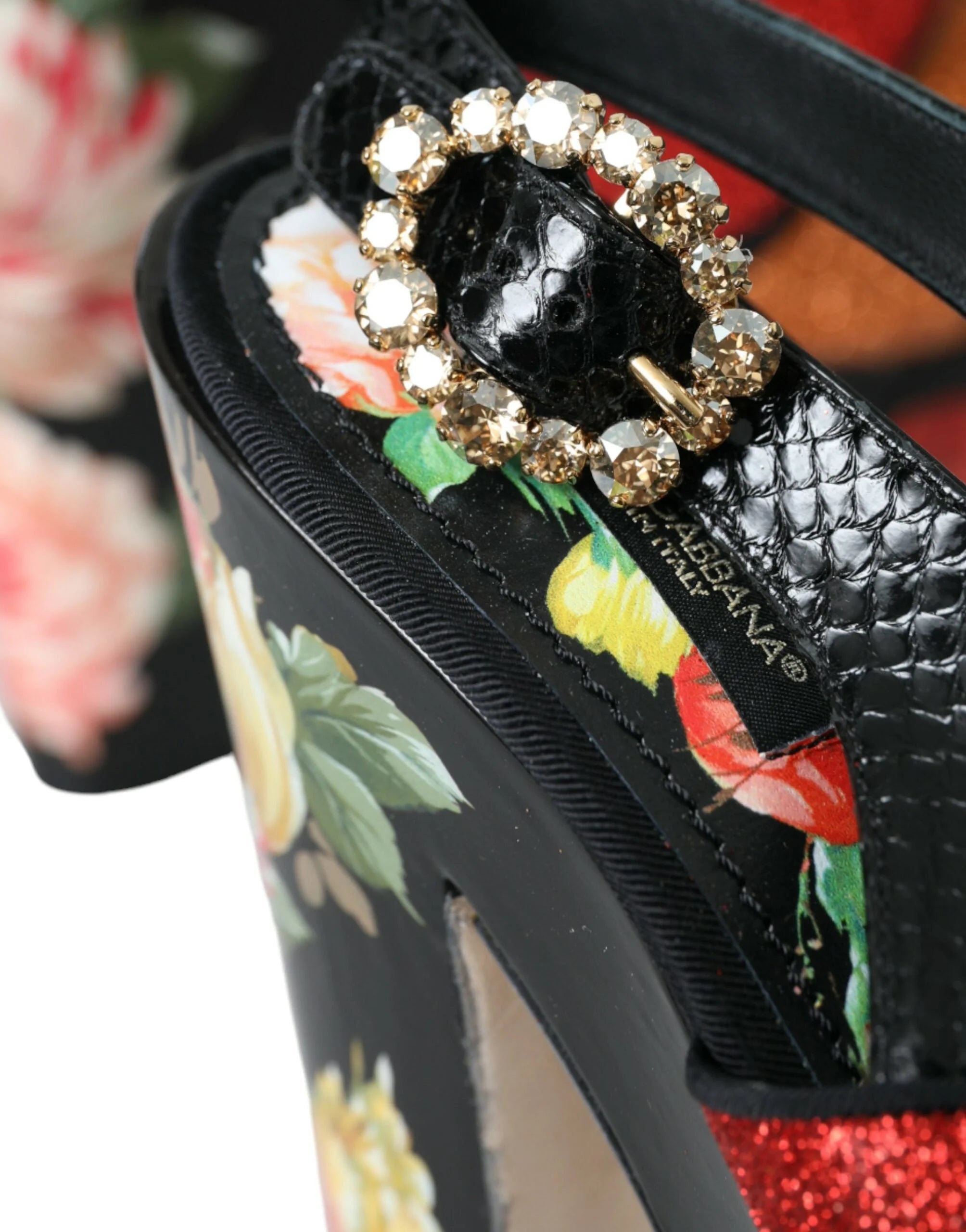 Dolce & Gabbana Multicolor Floral Crystal Platform Sandals Shoes - EU39/US8.5 - Sandals