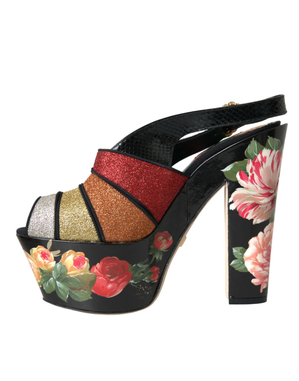 Dolce & Gabbana Multicolor Floral Crystal Platform Sandals Shoes - EU39/US8.5 - Sandals