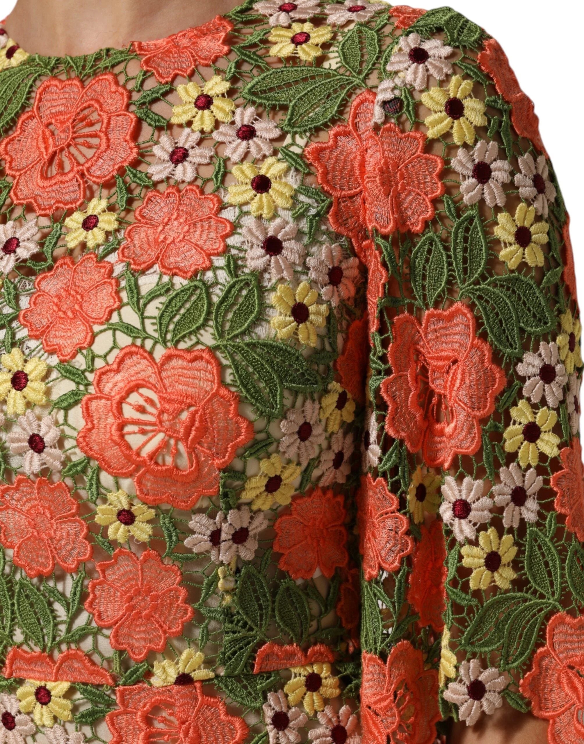 Dolce & Gabbana Multicolor Floral Embroidery Aline Mini Dress - IT40|S - Dresses