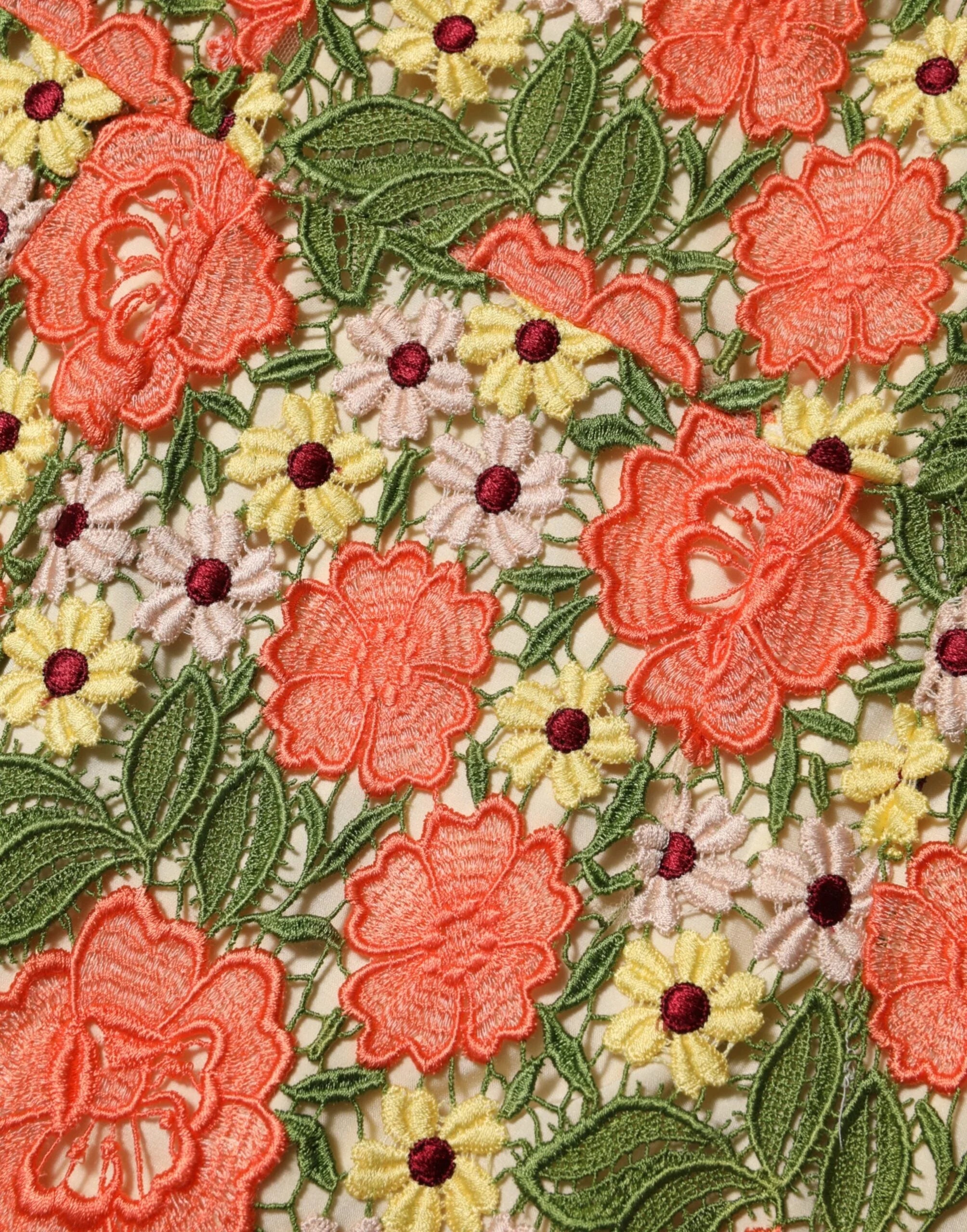 Dolce & Gabbana Multicolor Floral Embroidery Aline Mini Dress - IT40|S - Dresses