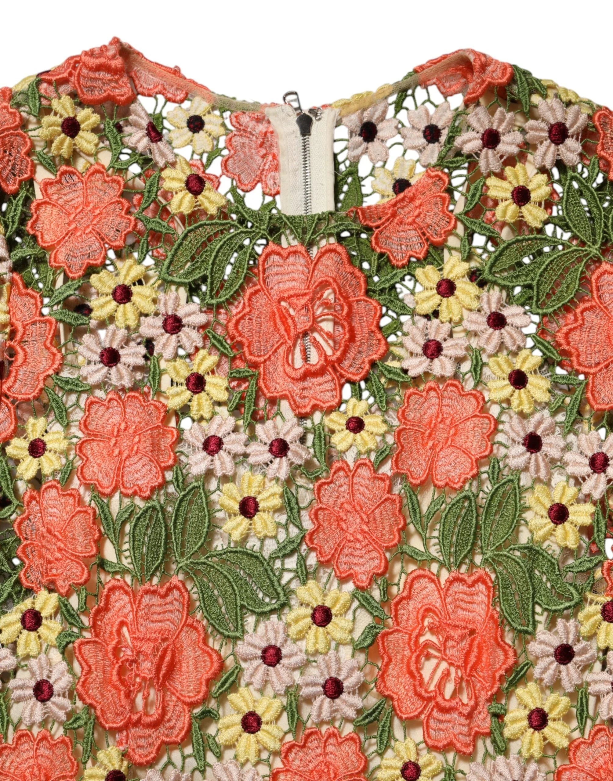 Dolce & Gabbana Multicolor Floral Embroidery Aline Mini Dress - IT40|S - Dresses