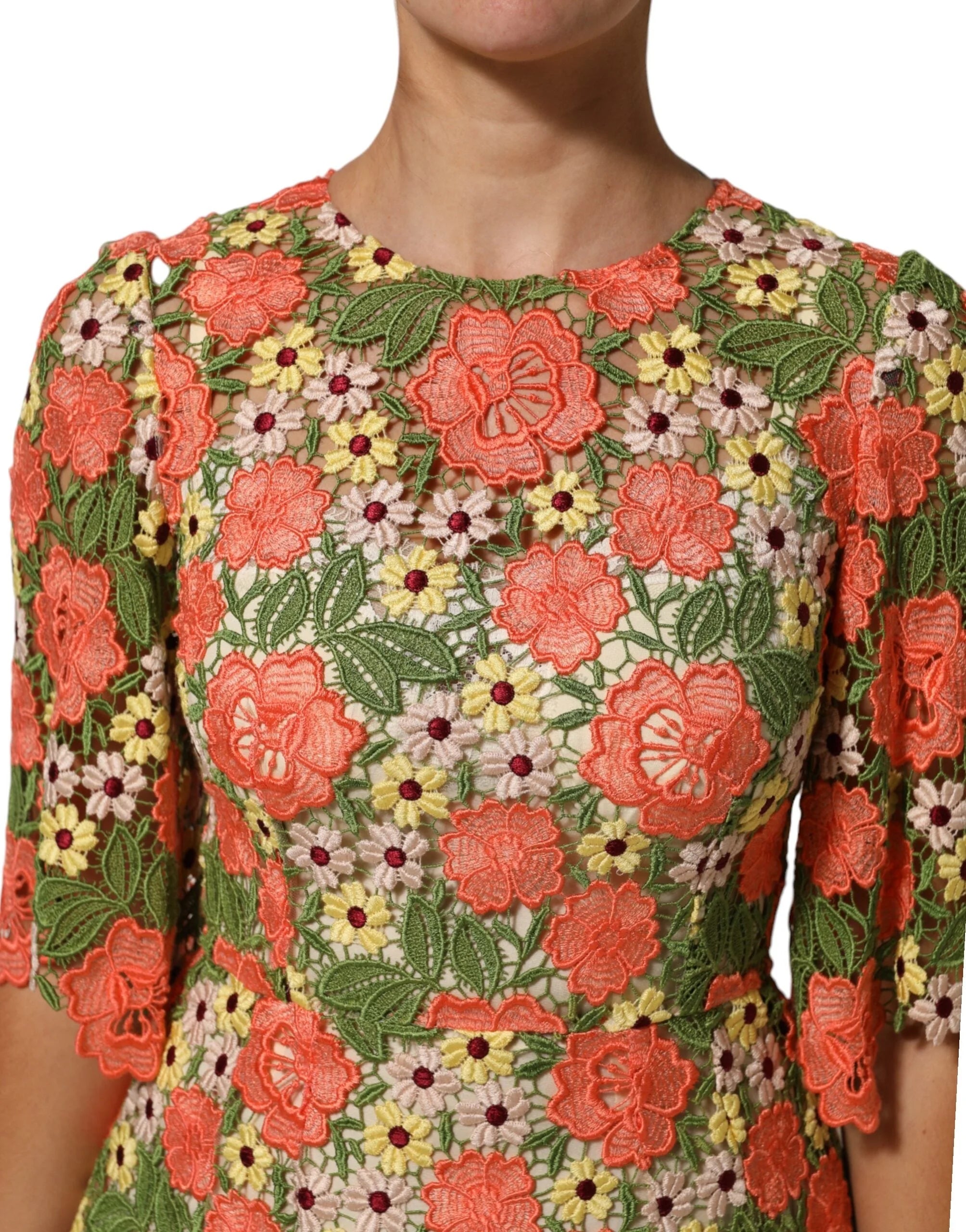 Dolce & Gabbana Multicolor Floral Embroidery Aline Mini Dress - IT40|S