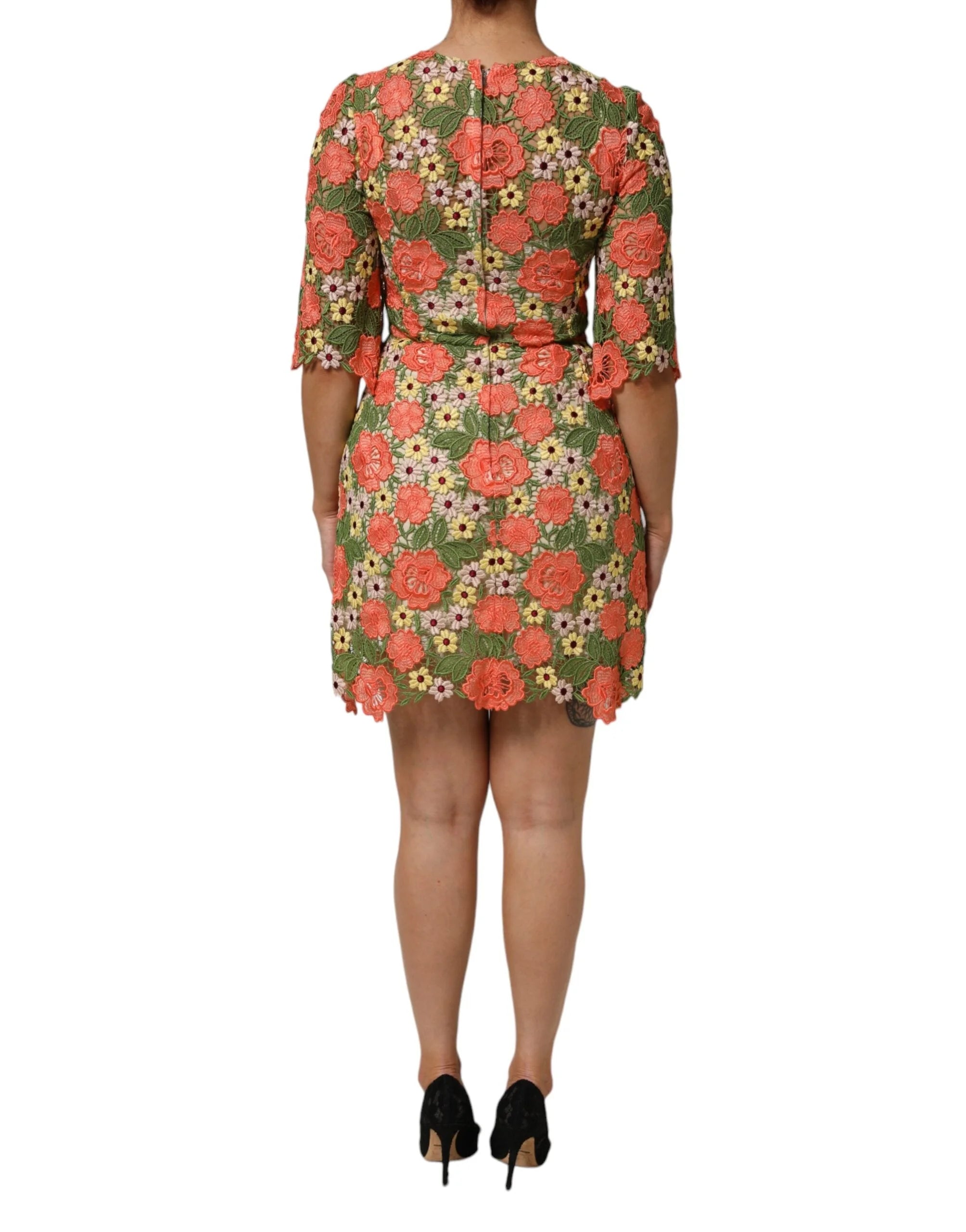 Dolce & Gabbana Multicolor Floral Embroidery Aline Mini Dress - IT40|S