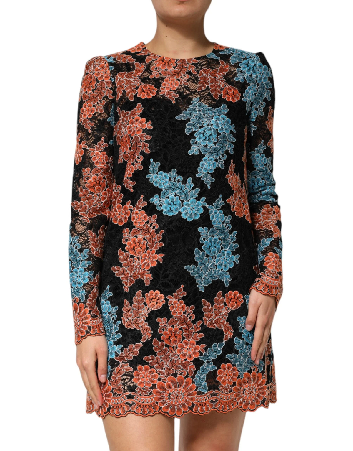 Dolce & Gabbana Multicolor Floral Embroidery Shift Mini Dress - IT44 | L - Dresses