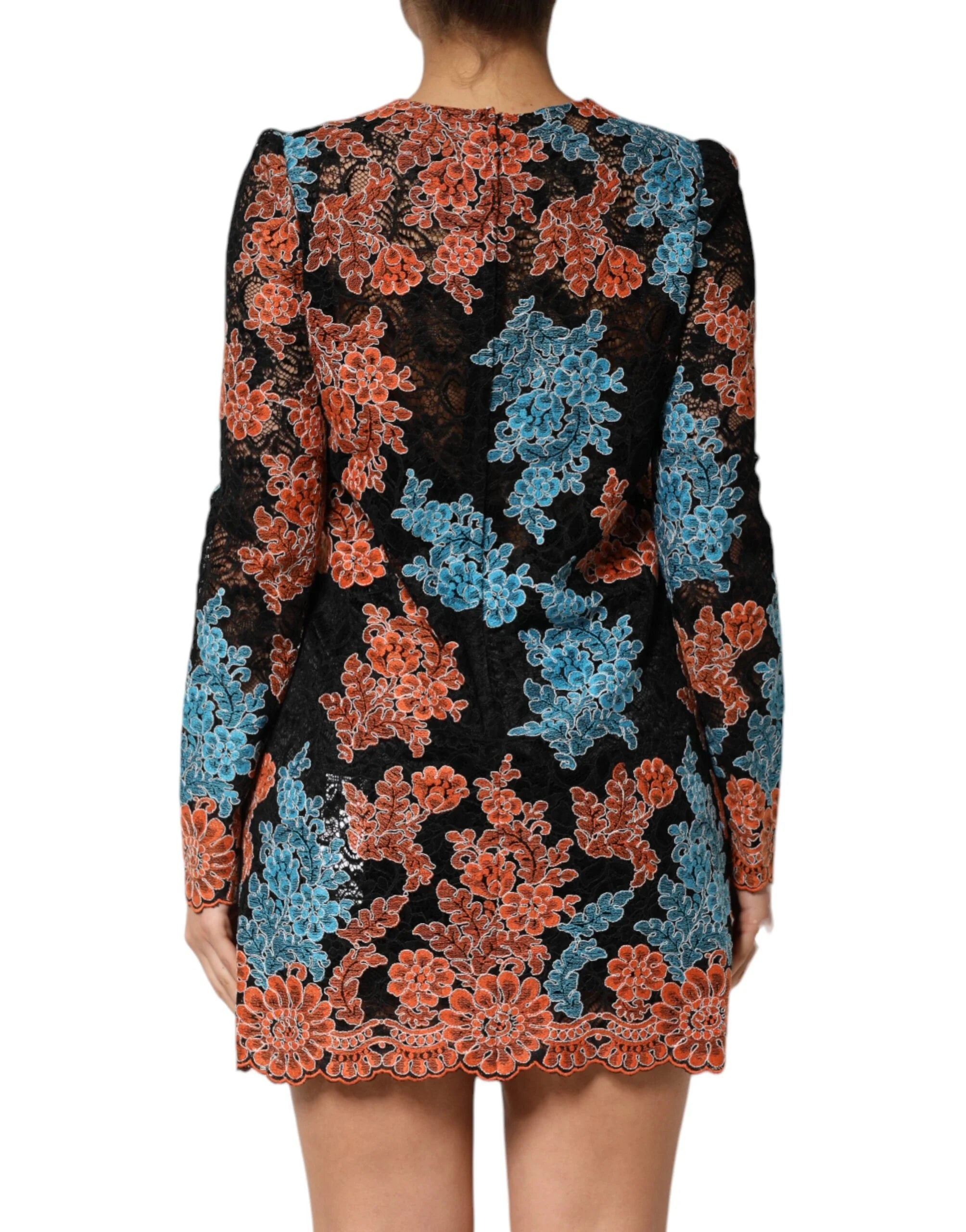 Dolce & Gabbana Multicolor Floral Embroidery Shift Mini Dress - IT44 | L