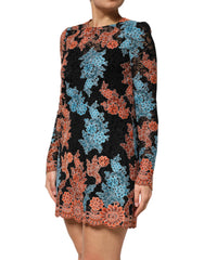 Dolce & Gabbana Multicolor Floral Embroidery Shift Mini Dress - IT44 | L