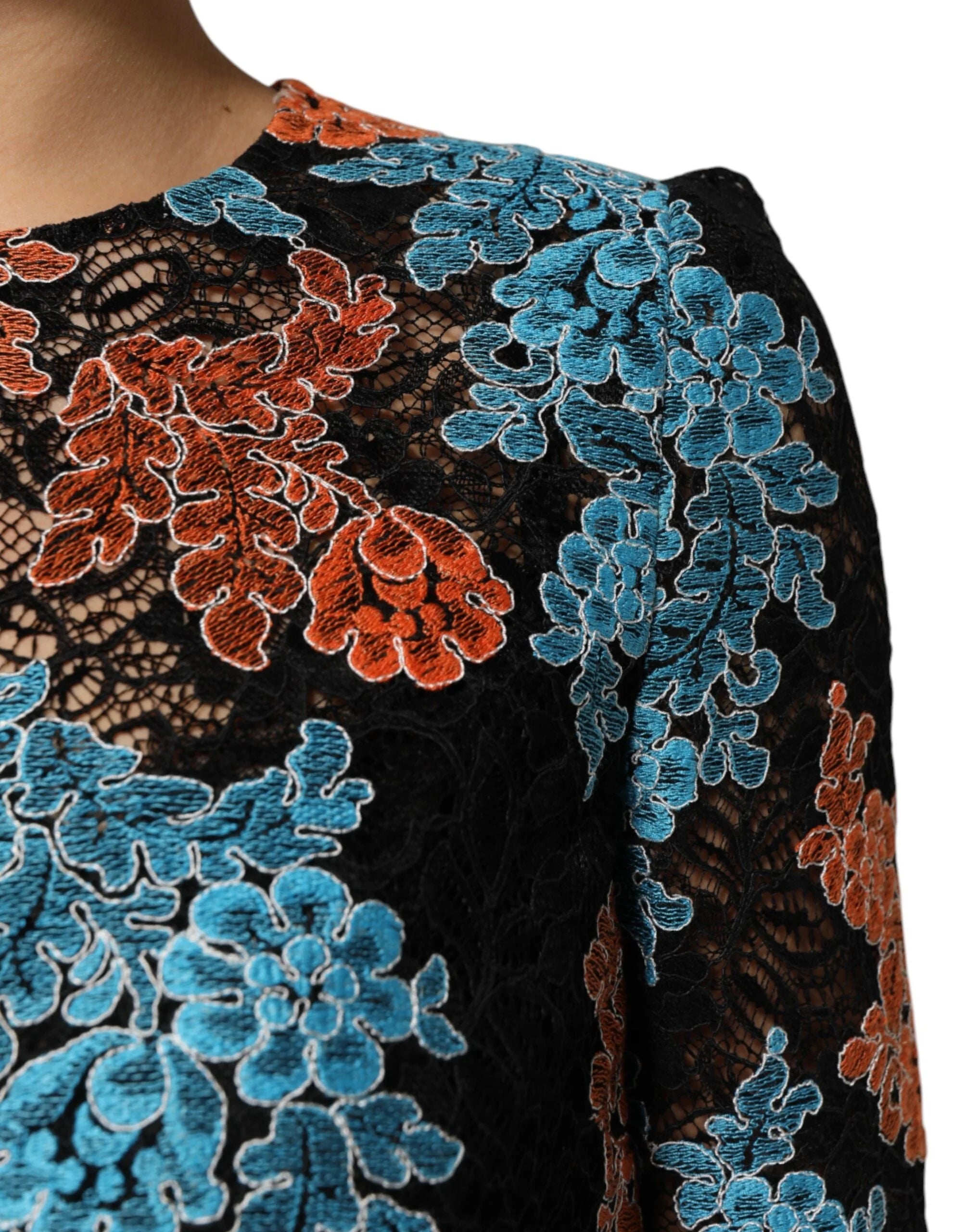 Dolce & Gabbana Multicolor Floral Embroidery Shift Mini Dress - IT44 | L