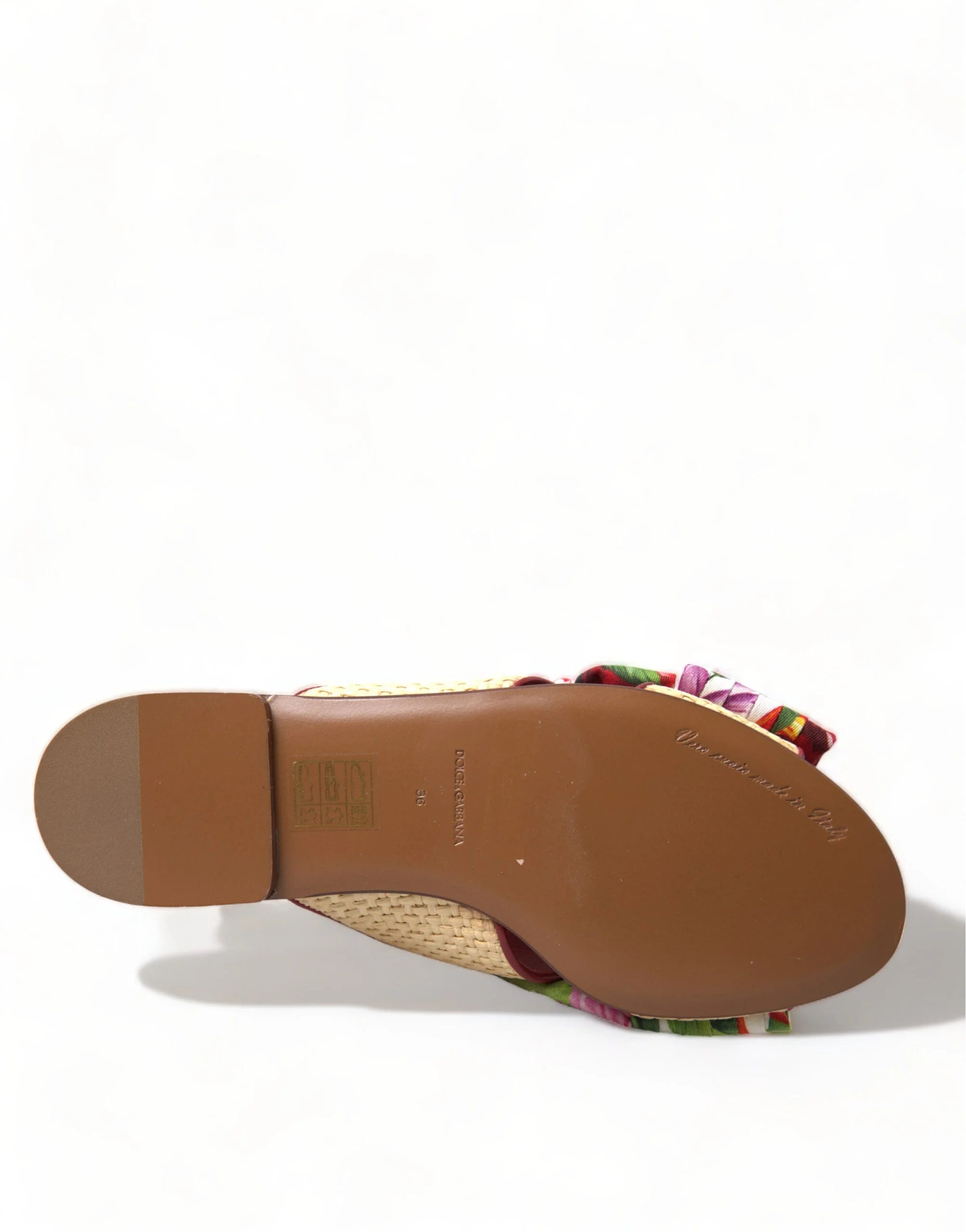 Dolce & Gabbana Multicolor Floral Flats Crystal Sandals Shoes - EU35/US4.5