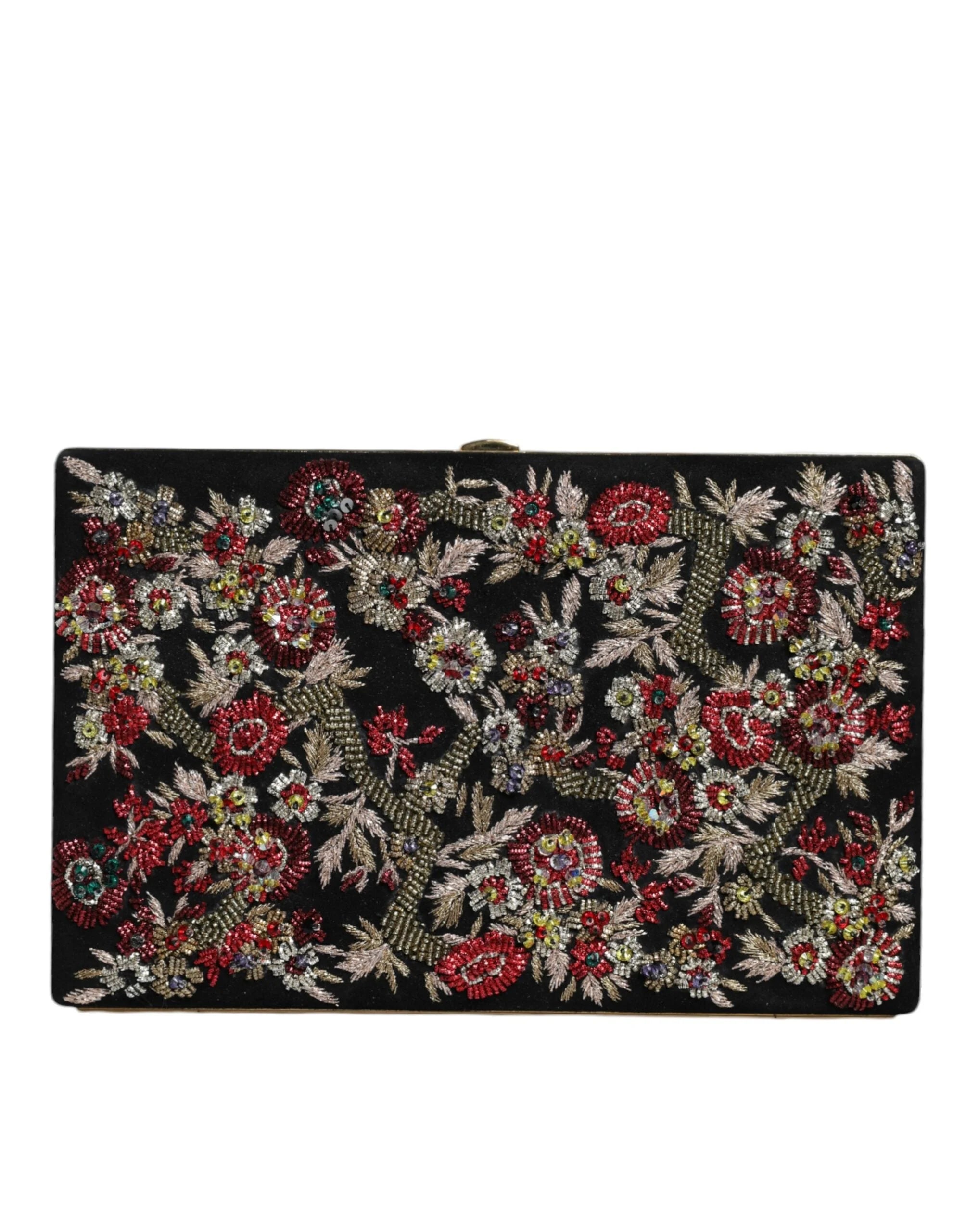 Dolce & Gabbana Multicolor Floral Gold Frame Clutch Evening Purse Bag - Clutch Bags