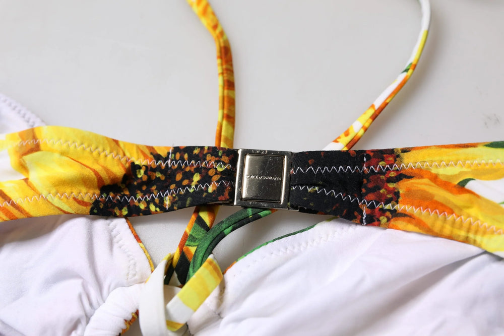 Dolce & Gabbana Multicolor Floral Halter Beachwear Bikini Top Swimwear - IT1 | XS - Swimwear Tops